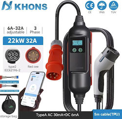 Khons G2Y-KHONS-PE-3P-32A Portable Three-Phase Charging Station 22kW with Built-in Type 2 Cable (8858584)