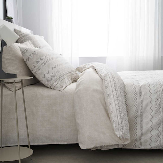 Vesta Home Elea Σετ Σεντόνι με 2 Μαξιλαροθήκες Υπέρδιπλο με Λάστιχο 170x270+35εκ. Μπεζ (3τμχ)