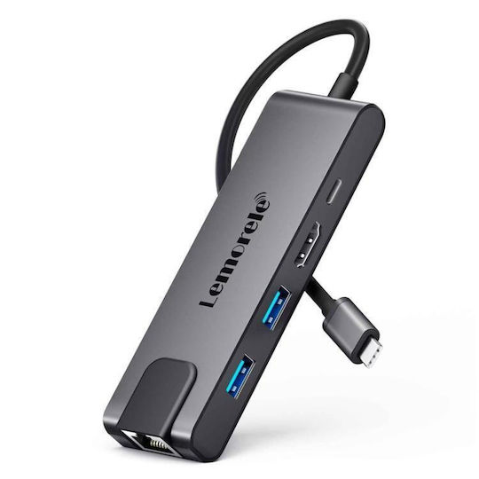 Lemorele TC24L USB-C Докинг Станция с HDMI 4K PD Ethernet Черен