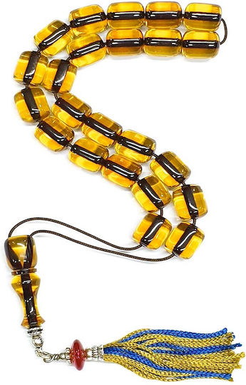 Roloi Komboloi Worry Beads with 23 Beads Made of Mastic Length 34cm Honey