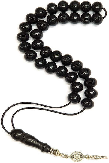 Roloi Komboloi Worry Beads with 33 Beads Made of Resin Length 34cm Black