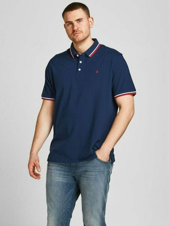 Jack & Jones Поло Блуза С Къс Ръкав Син