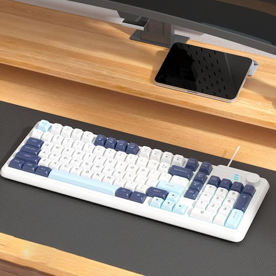 Shipadoo K700 Gaming Keyboard 98% with RGB Lighting (English US) Ice Blue