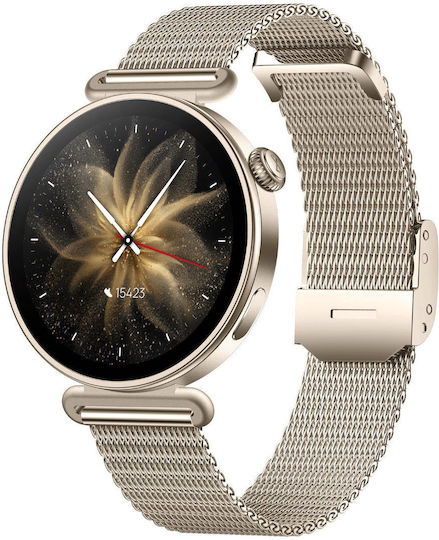 Forever SB-380 Smartwatch din Aluminiu 41mm cu Pulsometru (Aur Champagne Bloomdust)