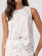 Damen Bluse Ärmellos Weiß