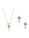Oxette Schmuckset Mit Halskette Und Ohrringe Aus Roségold Vergoldet Mit Steinen Und Perlen