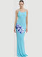 Summer Maxi Dress for Wedding Christening Open Back Light Blue Dress