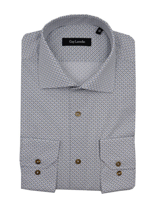 Long Sleeve Shirt in Regular Fit Blue and Brown