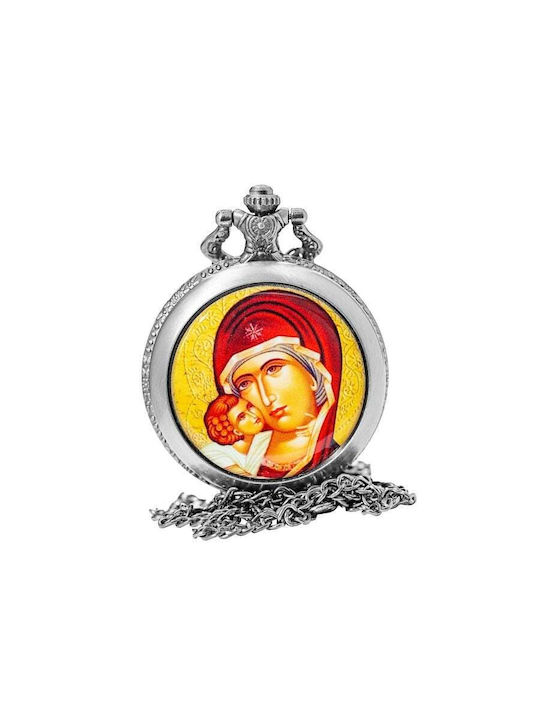 Men's Pocket Watch 45mm Battery Silver