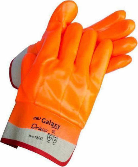 Galaxy Draco Αδιάβροχα Γάντια Εργασίας Πορτοκαλί PVC