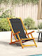 Wooden Deckchair With Arms Black 61.5x110x96cm