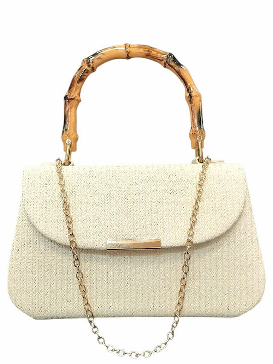 Michelle Moon Straw Women's Handbag Ecru