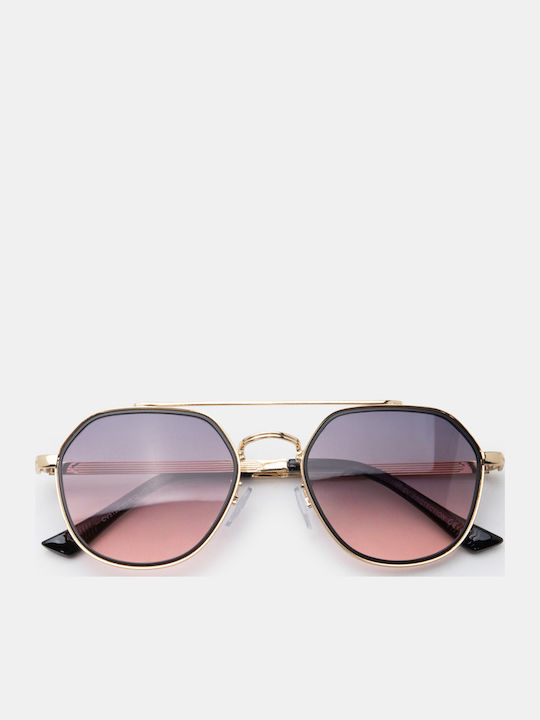 Luigi Unisex Sunglasses With Pink Metallic Frame And Pink Lens