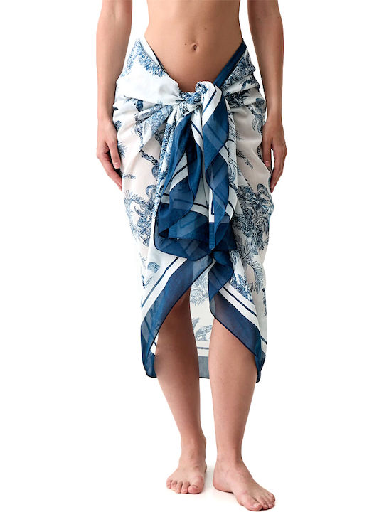 Mc2 Saint Barth Thaiti Silk Jungle Oceania Long Pareo Women Mc2 Saint Barth Λευκο Μπλε Tait001-09735l Mc2 Saint Barth Thaiti Silk Jungle Oceania Long Pareo Women Mc2 Saint Barth Λευκο Μπλε Tait001-09735l