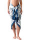Mc2 Saint Barth Thaiti Silk Jungle Oceania Long Pareo Women Mc2 Saint Barth White Blue Tait001-09735l