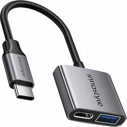 Innostyle C240GY USB-C / USB-A männlich zu USB-C / USB-A weiblich
