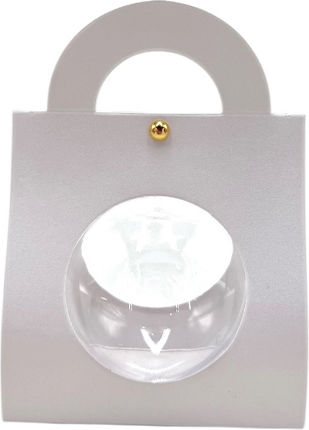 Χάρτινο Λευκό Ιριδίζον Τσαντάκι Plexiglass Μπάλα 12τμχ 8,5x4,5x12cm Χσ1λ Rin-xs1l