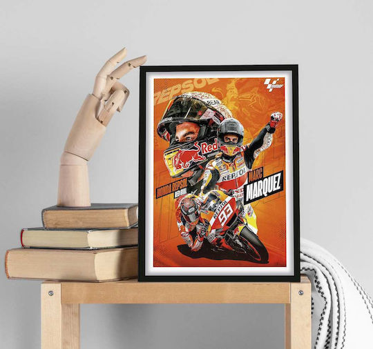 Poster Motogp Marc Marquez Gp010 40cm X 50cm Premium Μαύρο Ξύλινο Κάδρο