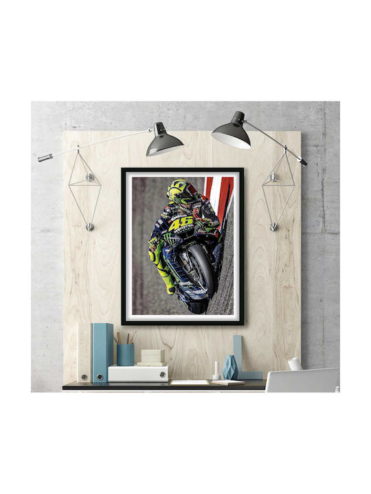 Poster MotoGP Valentino Rossi GP008 40cm X 50cm Premium Black Wooden Frame