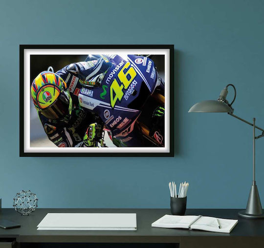 Poster MotoGP Valentino Rossi GP021 40cm x 50cm Premium Black Wooden Frame