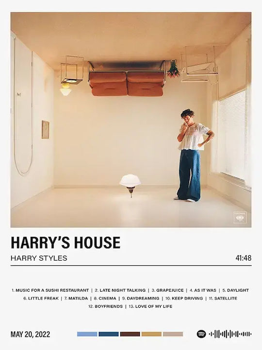 Music Poster Harry's House Ms054 40cm X 50cm Premium Black Wooden Frame