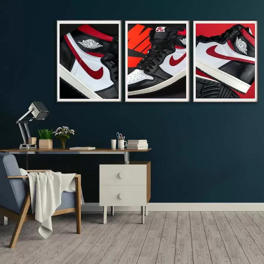 Poster Red N Black Jordan Sneakers Kds004b 40cm X 50cm Premium Black Wooden Frame