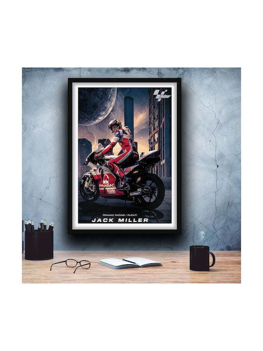 Poster Motogp Jack Miller Gp016 40cm X 50cm Premium Μαύρο Ξύλινο Κάδρο