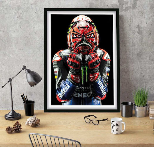 Poster Motogp Fabio Quartararo Gp006 40cm X 50cm Premium Μαύρο Ξύλινο Κάδρο