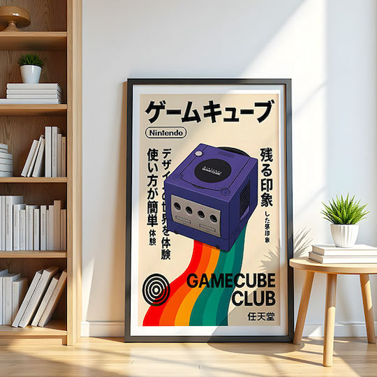 Gaming Poster Nintendo Gamecube Japanese Edition Gm2407 40cm X 50cm Premium Black Wooden Frame
