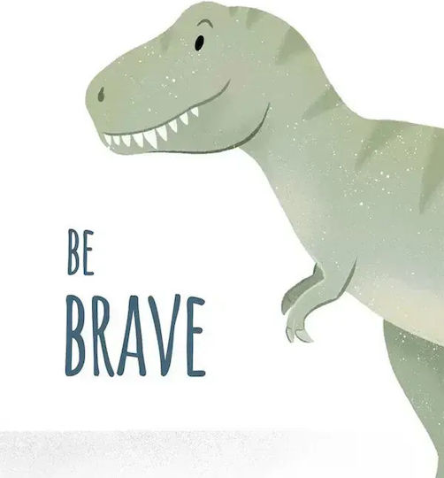 Παιδικό Κάδρο Με Δεινόσαυρο Be Brave με Μαύρη Κορνίζα από Ξύλο 40x50εκ.