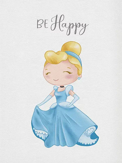 Kids Framed Cinderella Wall Art With Black Wooden Frame 40x50cm