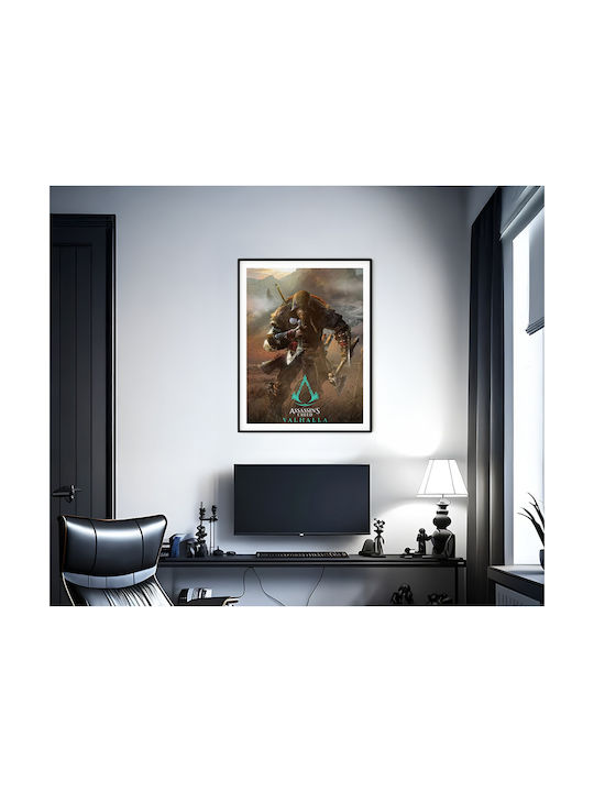 Gaming Poster Assassins Creed Valhalla Gm2335 40cm X 50cm Premium Μαύρο Ξύλινο Κάδρο