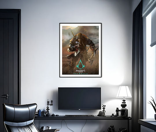 Gaming Poster Assassins Creed Valhalla Gm2335 40cm X 50cm Premium Μαύρο Ξύλινο Κάδρο