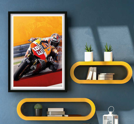 Poster Motogp Marc Marquez Gp001 40cm X 50cm Premium Μαύρο Ξύλινο Κάδρο