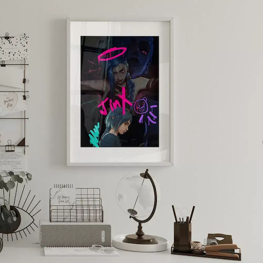 Gaming Poster Jinx Powder Gm1113 40cm X 50cm Premium Μαύρο Ξύλινο Κάδρο