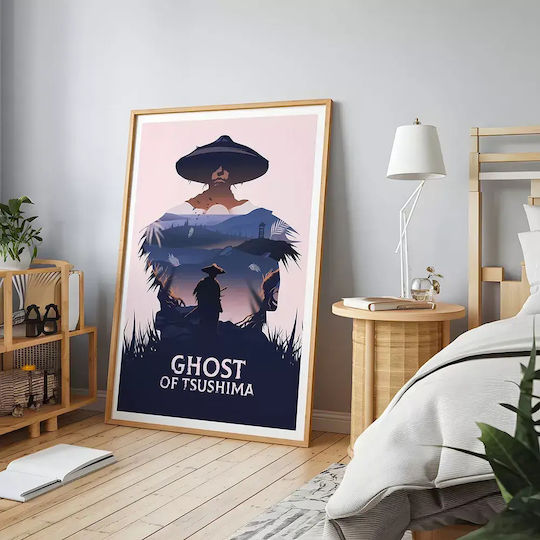 Gaming Poster Ghost Tsusima Art Style Edition Gm2354 40cm X 50cm Premium Μαύρο Ξύλινο Κάδρο