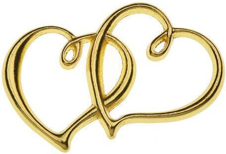 Metal Element Double Heart Gold Link 30mm 10pcs