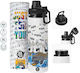 Koupakoupa Kids Water Bottle from Aluminium with Screw-on Cap Non Spill Multicolour 850ml