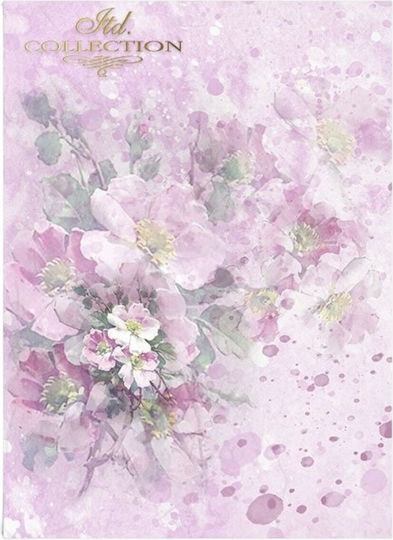 Decoupage Rice Paper A3 Itd Collection Pink Wild Roses Vintage Handcrafted