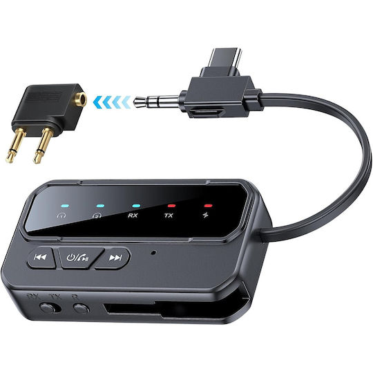 Adaptor Audio Wireless Bluetooth 5.4 2 În 1 Tx Rx Compatibil Avion Mașină 2 Căști Bluetooth Airpods Jack Aux 3.5 Mm Tv Pc Laptop Boxe Sisteme Audio Vechi Latență Redusă Baterie Reîncărcabilă