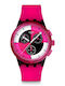 Swatch Lines Unisex Men's Chronograph Battery Watch with Pink Rubber Strap