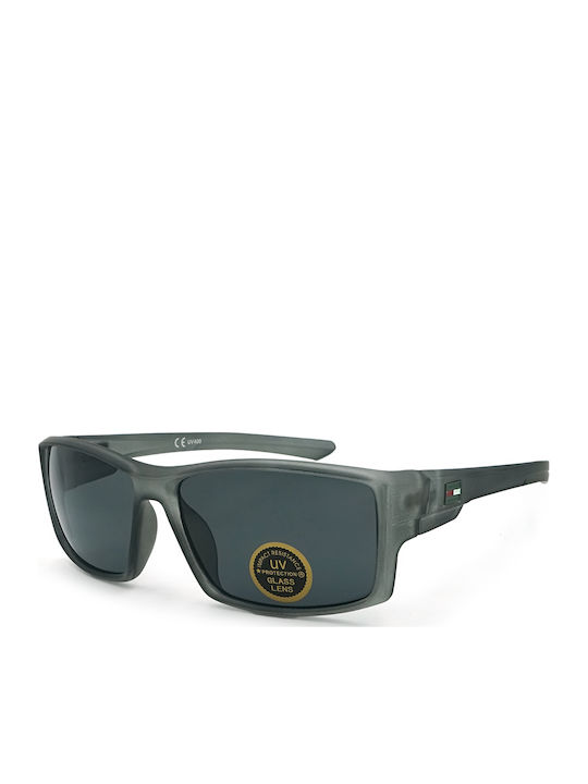 Optosquad Men's Sunglasses with Grey Horn-Rimmed Frame and Grey Lens