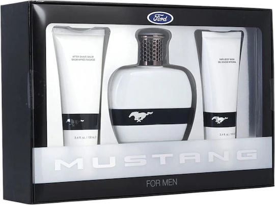 Set Ford Mustang White Eau De Toilette Pentru Bărbați 100 Ml + Mustang White After-shave Balm 100 Ml + Mustang White Body Wash Hair & Body 100 Ml