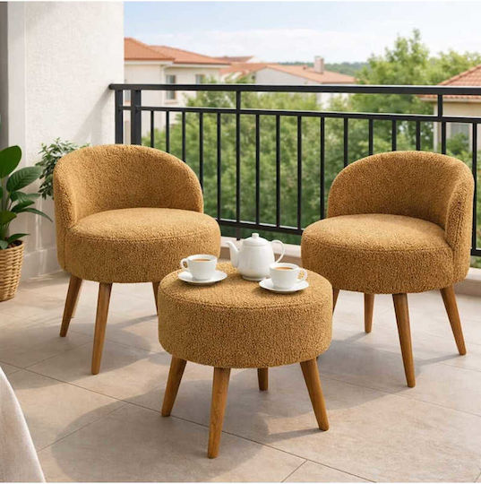 Living Room Furniture Set 2 Armchairs & Stool