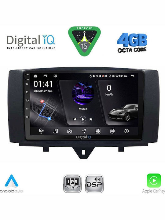 Digital IQ Auto-Audiosystem FürZwei Smart FürZwei 2010-2015 Bluetooth USB Eingebautes Wi-Fi GPS Apple CarPlay Android Auto Mit Touchscreen 9 Zoll DIGITAL IQ RSG 6622 CPA