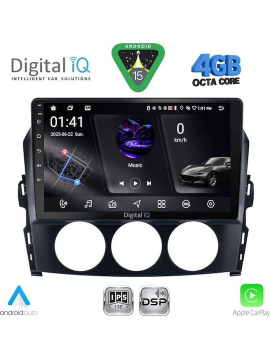 Digital IQ Car Audio System for Mazda MX-5 2005-2015 (Bluetooth/USB/WiFi/GPS/Apple CarPlay/Android Auto) with 9" Touch Screen
