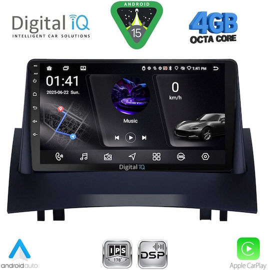 Digital IQ Ηχοσύστημα Αυτοκινήτου για Renault Megane 2002-2008 (Bluetooth/USB/WiFi/GPS/Apple-Carplay/Android-Auto) με Οθόνη Αφής 9"