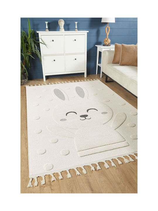 SteweHome Covor Pentru Copii Din Bumbac Bej Tăiat La Dimensiune Lățime 140cm 140x200cm