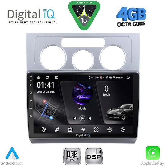 Digital IQ Ηχοσύστημα Αυτοκινήτου για Volkswagen Touran 2003-2010 με A/C (Bluetooth/USB/WiFi/GPS/Apple-Carplay/Android-Auto) με Οθόνη Αφής 10"