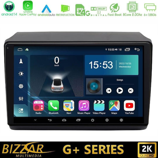 Bizzar Car Audio System for Peugeot Boxer Fiat Ducato Citroen Jumper 2021-2022 Bluetooth USB WiFi GPS Apple CarPlay Android Auto with 9" Touch Screen